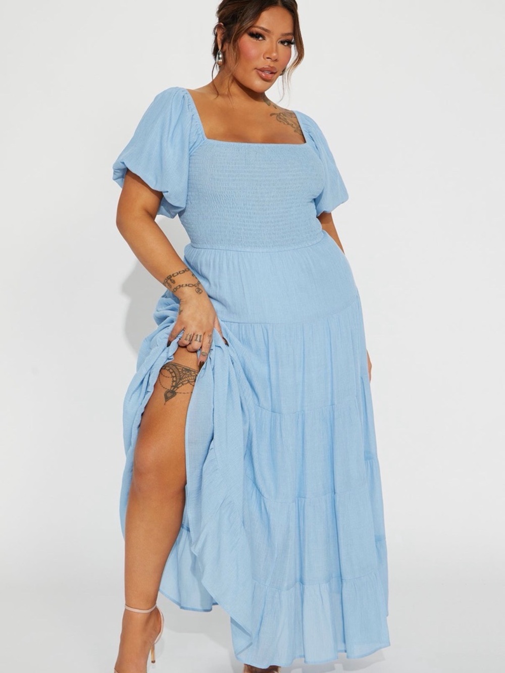 Georgia Ruffle Maxi Dress - Light Blue - Picture 4 of 10